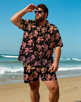 Hawaiian Vacation Style Men's Plus Size Pockets Shirt Shorts Suit